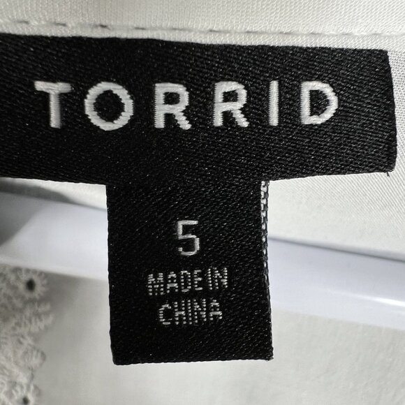 Torrid Womens 5X Button Up Long Sleeve Midi Challis White Dress Cottagecore Boho - Picture 13 of 16